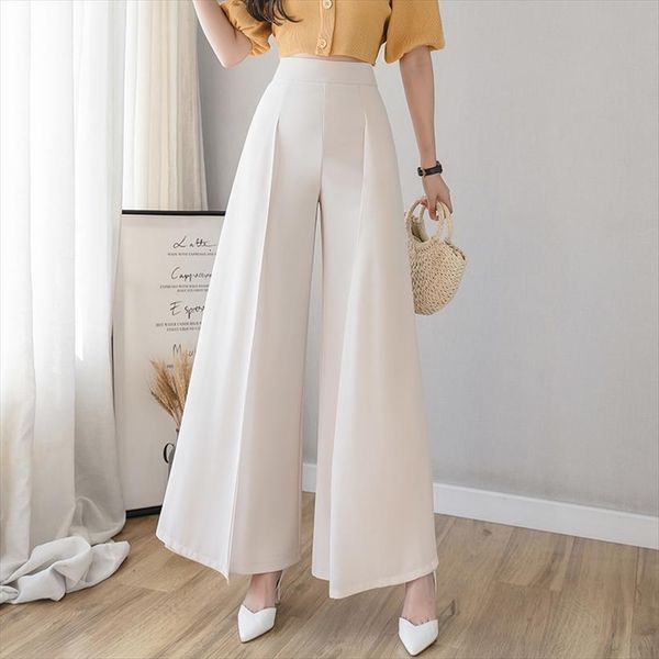 

casual clothing summer chiffon womens pant loose high waist vertical thin split cargo women skirt 68i, Black;white