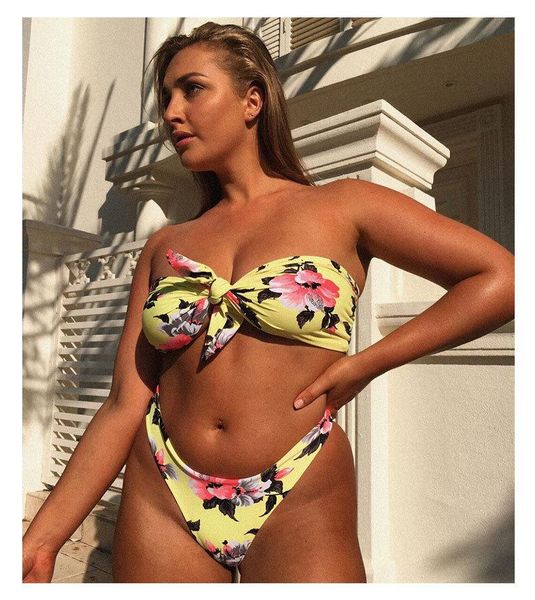 

one-piece suits the 2021 explosion models bikini europe and united states tube high waist split swimsuit