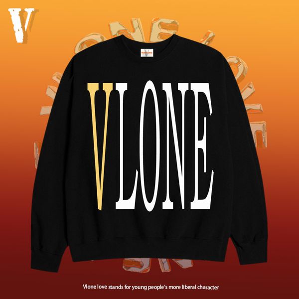 

long 2021 brand v hoodie vloe official website tide brand round neck sweater men's spring and autumn high street hip hop beijing limite, Black