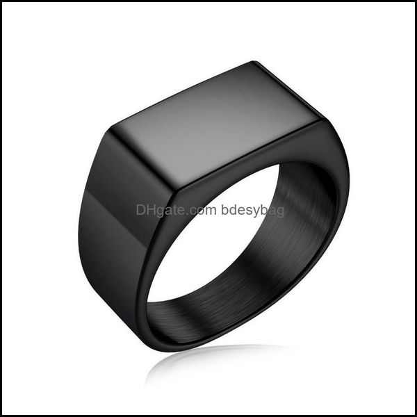 

cluster jewelrycluster rings fashion men ring stainless steel simple style black golden sier color square charm hiphop male jewelry party gi, Golden;silver