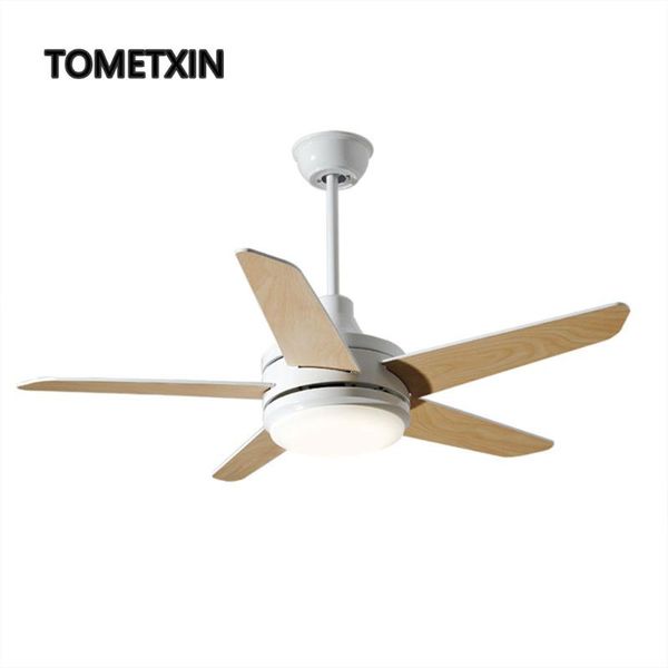 

ceiling fans modern simple nordic solid wood fan light remote control american living room dining bedroom inverter led electric