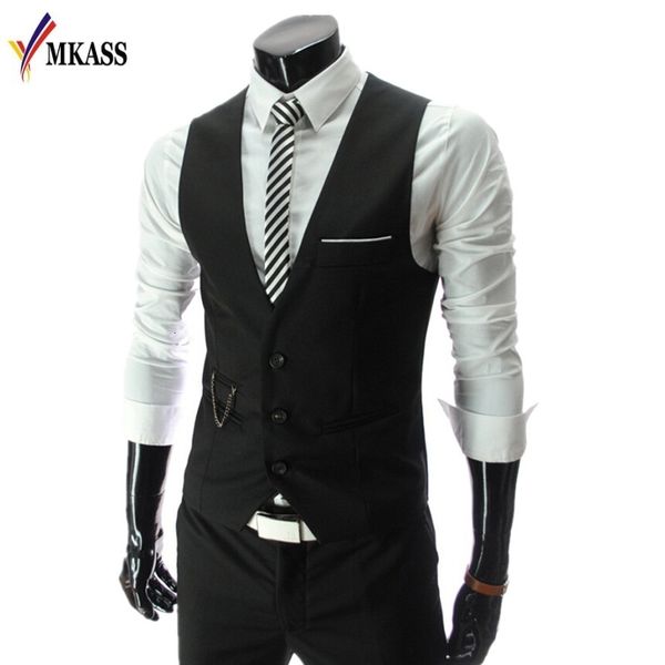 

men's vests wholesale- fashion arrival men suit fitted leisure waistcoat casual business vests three buttons 4 color m-4xl ij4g, Black;white