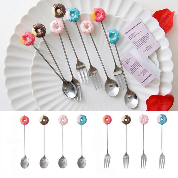 

forks 1pcs home kitchen mini coffee doughnut spoon flatware dessert fork stainless steel