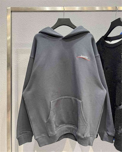

Men's Hoodies & Sweatshirts High version 21 autumn and winter coke wave embroidery printing cordless couple Paris Hoodie LRVY, Black