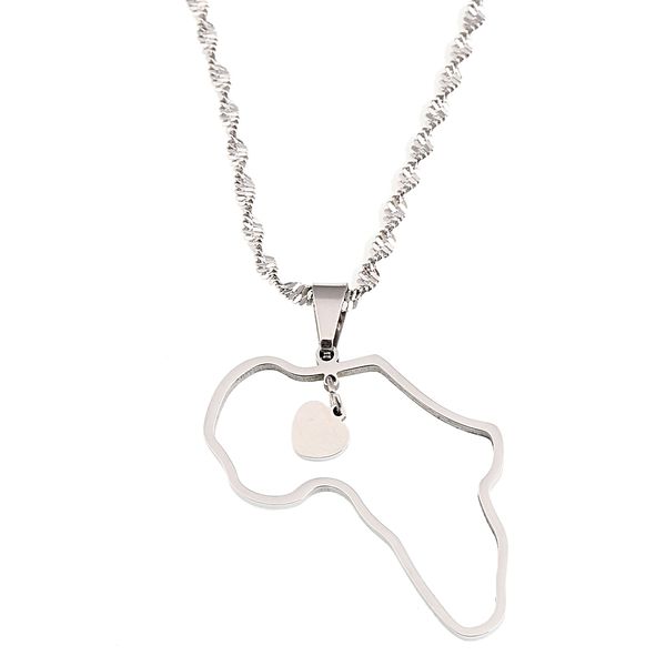 

africa map pendant necklaces heart african of maps jewelry charms gold color heart necklace, Silver