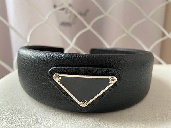 

designer leather headbands headwraps for women fashion ladies girls pu leathers metal style hair bands dropship, Silver