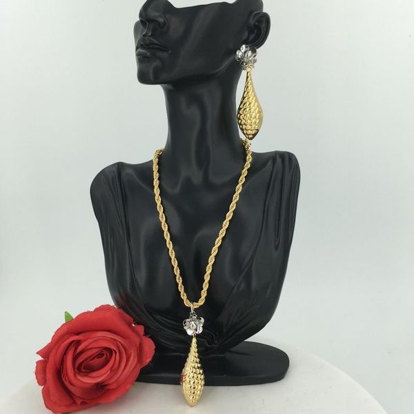 

earrings & necklace mejewelry women's fashion boutique set dubai gold jewelry party 24k design pendant style 1, Silver