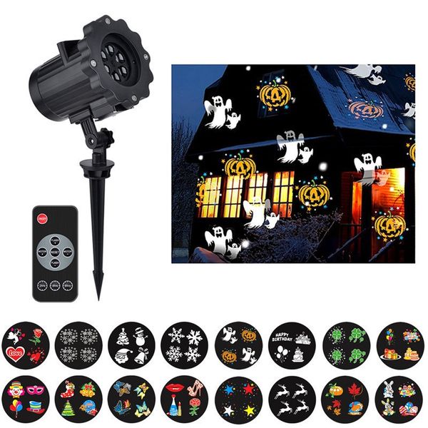 

2018 christmas projector lights 16 pattern replaceable rotating laser projector lamp landscape light for outdoor garden christmas halloween