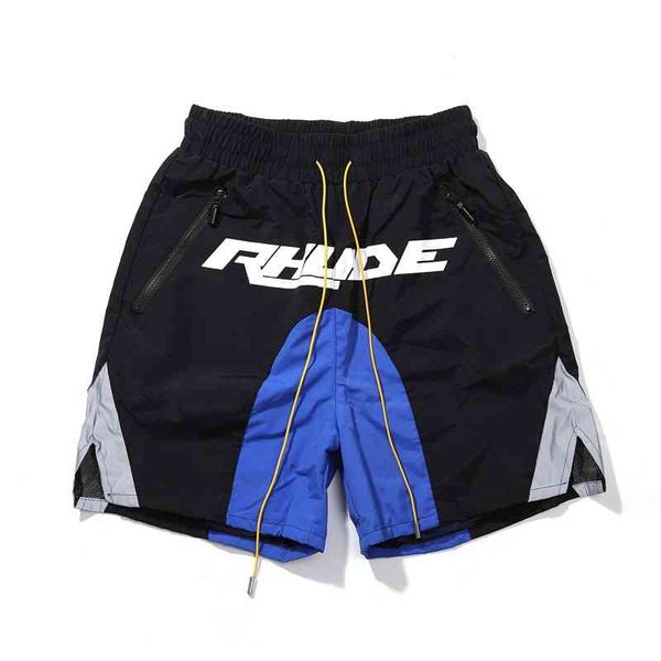 

new 2021 luxury novelty men comfortable rhude 3m reflective mesh classic drawstring skateboard street cotton casual shorts a84, White;black