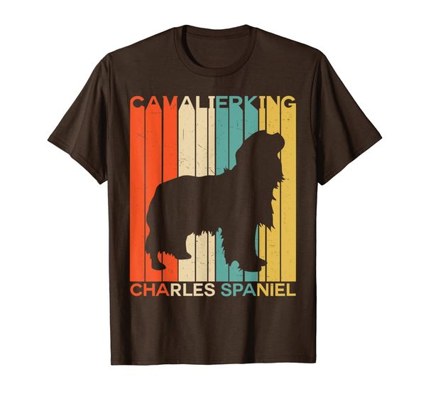 

retro vintage cavalier king charles spaniel silhouette dog t-shirt, White;black