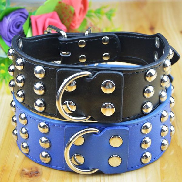 

(10pieces/lot) 2 inch width pu leather pet puppy dog collar studded mushroom rivets collars & leashes
