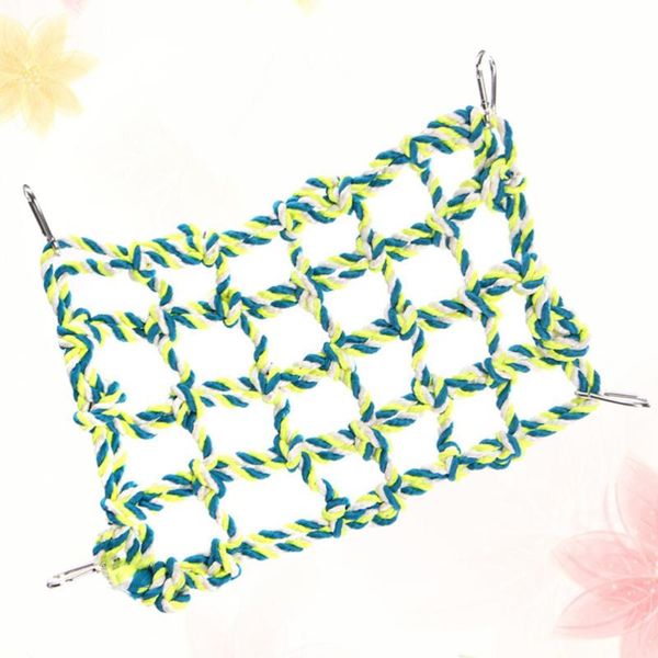 

funny net hammock pet cage rope climbing ladder creative play gym pendant for parrot birds (green size) aquariums