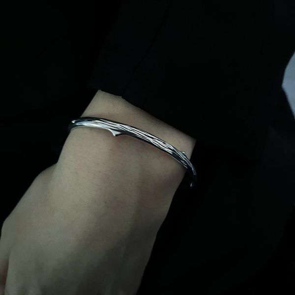 

bangle vintage silver color thorny open for men fashion casual jewelry gift wrist, Black