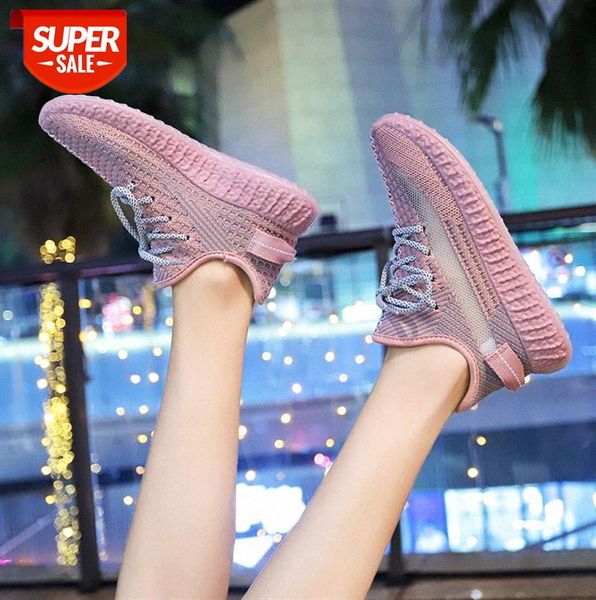 

reflective and breathable sports shoes female korean casual students coconut flying woven 8506 #k760