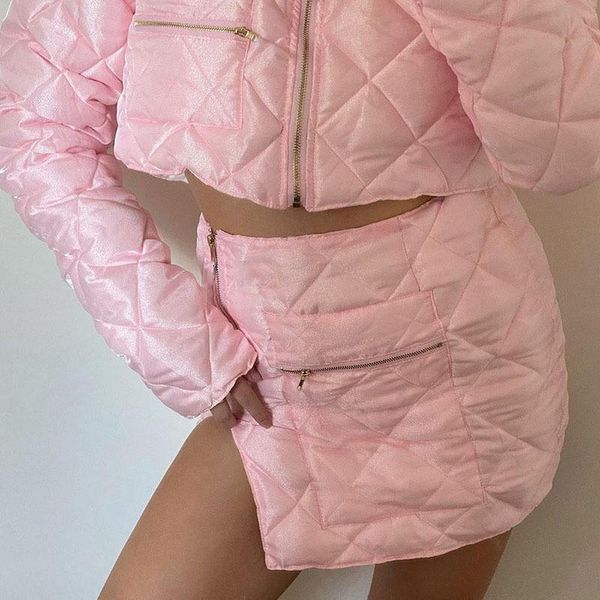 

autumn pink padded high waist skirt womens split side zipper casual short lady bright fashion streetwear assk82062 skirts, Black