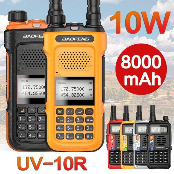 

baofeng uv-10r walkie talkie 10w 8000mah dual band transceiver 136-174&400-520mhz portable ham radio type c