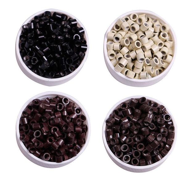

hair clips & barrettes 500 pcs silicone micro link rings 4.5mm lined beads for extension tool ea, Golden;silver
