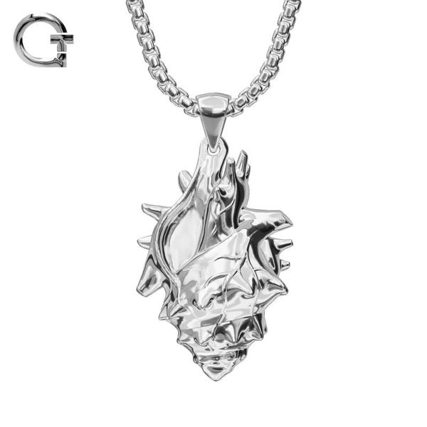 

chains ggt lab [conch x] heart pendant necklace original independent design fold y2k couple sweater chain, Silver
