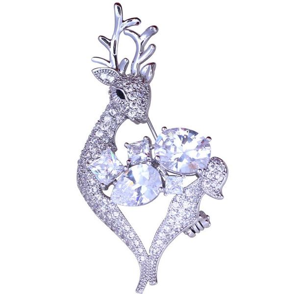 

pins, brooches fashion small cute animal deer brooch for woman christmas gift drop metal coat lapel pins jewelry, Gray
