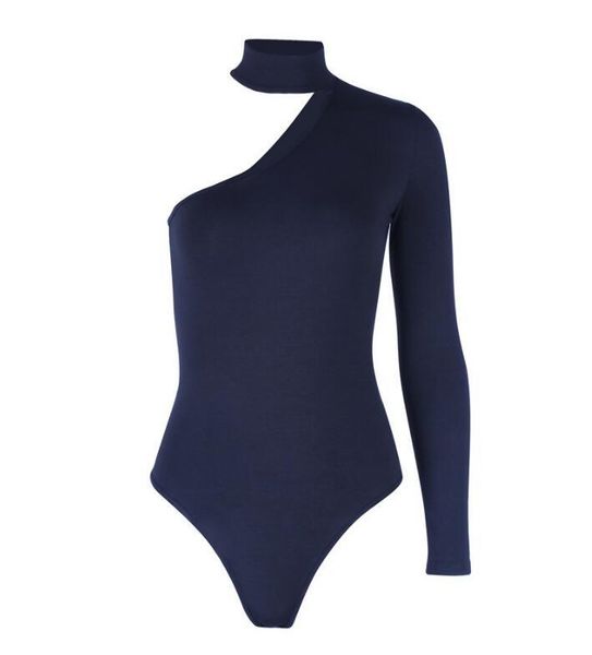 

fashion hanging neck one shoulder slim bottoming jumpsuit women's jumpsuits & rompers, Black;white