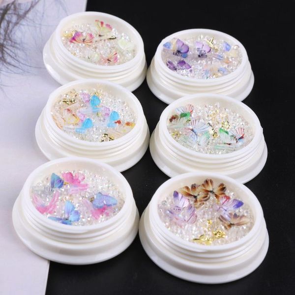 

nail art decorations diy nails jewelry 3d resin butterfly broken diamond accessories color rhinestones mixed, Silver;gold