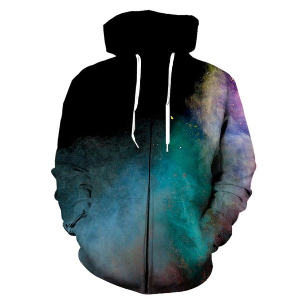 

men's hoodies & sweatshirts print 3d zipper casual sweatshirt men women fashion hooded harajuku oversized clothing, Black