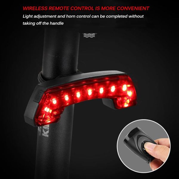 

bicycle light usb rechargeable bike accessories safety warning waterproof 5 modes wireless remote control turn signal tail lights
