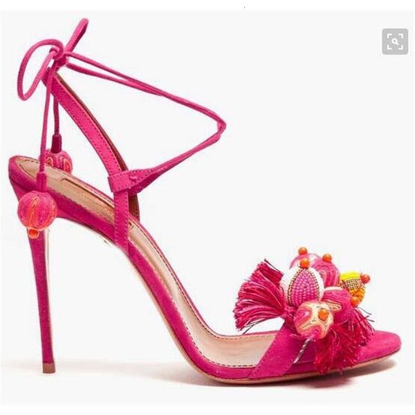 

slippers bohemia summer woman pompon sandals gladiator roman strappy ankle heels embroidered tassel shoes flats xa2q, Black