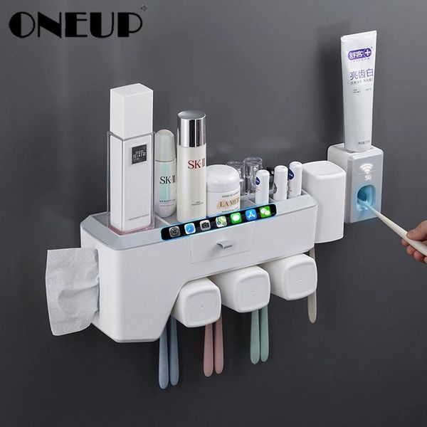 

bath accessory set oneup paper-pumping toothbrush holder toothpaste squeezer dispenser 3/4 cups punch-household bathroom storage access