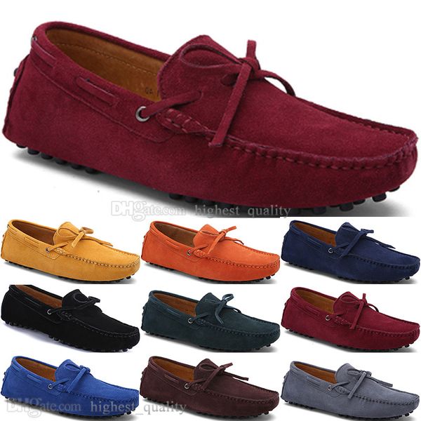 188New Fashion mens Scarpe casual in pelle stile britannico primavera Coppia genuini piselli Scrub uomo Drive Lazy man copriscarpe outdoor confortevole traspirante nero giallo