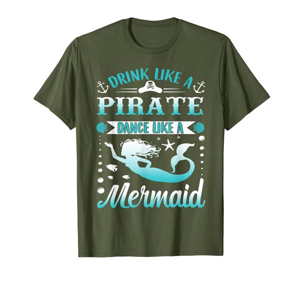 

drink like a pirate dance like a mermaids funny t shirt, White;black