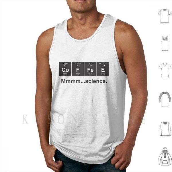 

periodic table of coffee black tank vest 100% cotton science, White;black