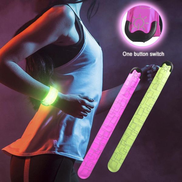 

party decoration lighting slap bracelets usb rechargeable led armband glow in the dark night running safety light for camping supply