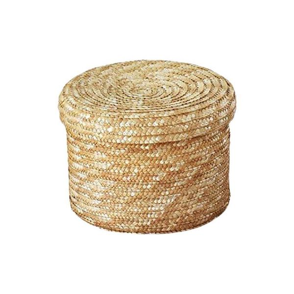 

storage baskets handmade straw woven basket with lid snack flower rattan box laundry organizer v6p0