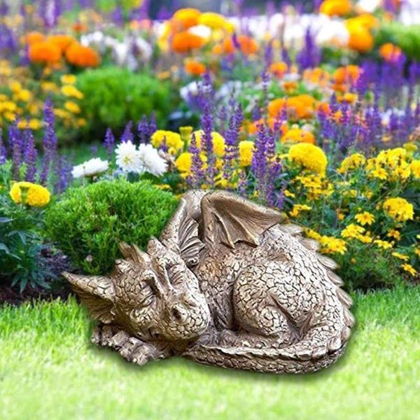 

dragon baby garden statue adorable sleep portrait stone decoration outdoor for home art ornaments lawn yard decor decorations