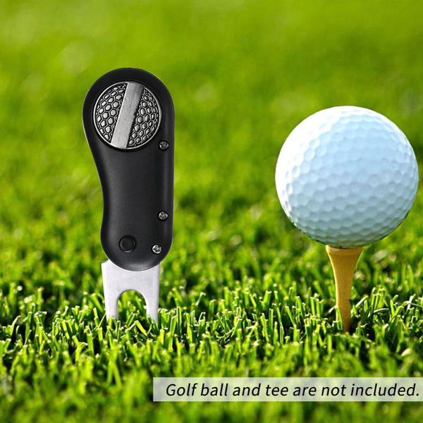 

golf training aids 1 pcs steel divot tool foldable -up button fork magnetic outdoor sports accessories