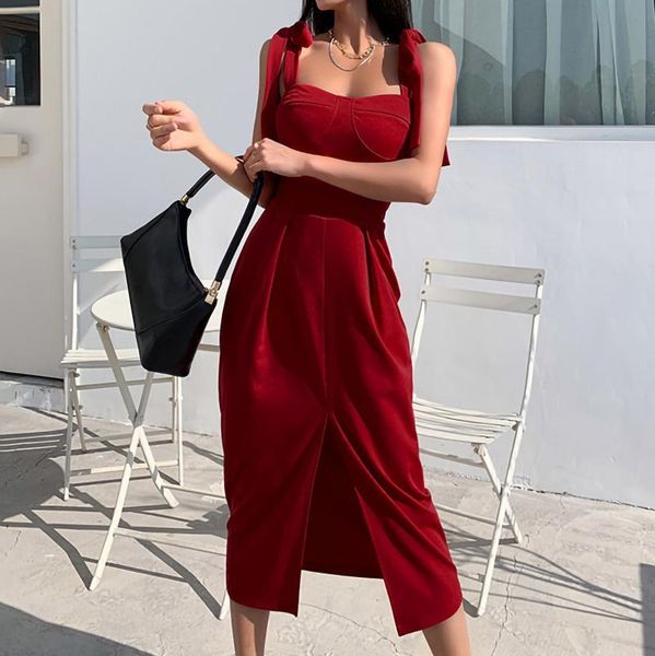 

casual dresses party fashion gothic solid color slim lace sling dress strap slit undefined vestidos femininos women's vahs, Black;gray