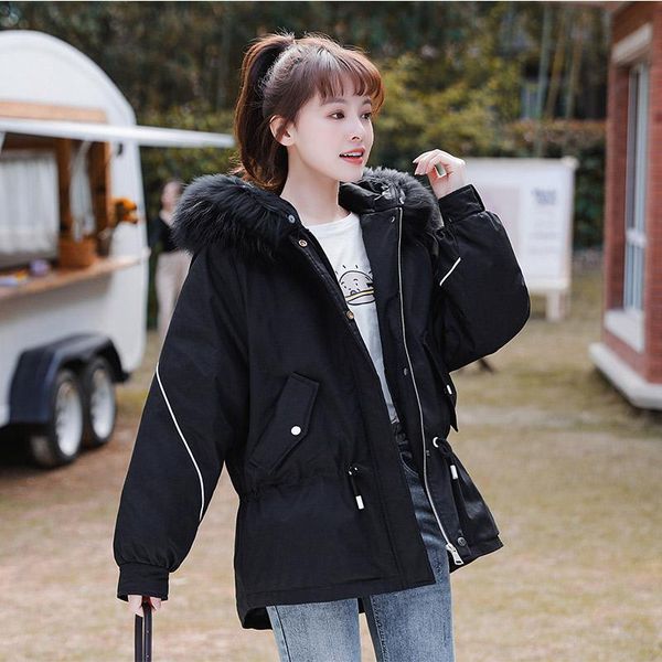 

korean women's down jacket winter woman parker raccoon fur collar coats and jackets women clothes doudoune femme hiver wpy1674 & parkas, Black