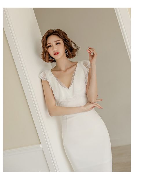 

casual dresses v-neck sleeveless women midi dress slim waist hip package female pencil summer party vestidos femm d7kc, Black;gray