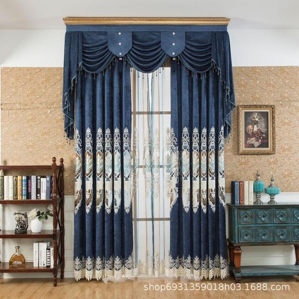 

curtain & drapes high-end european rope embroidered curtains for bedroom living room water-soluble hollow chenille villa valance custom