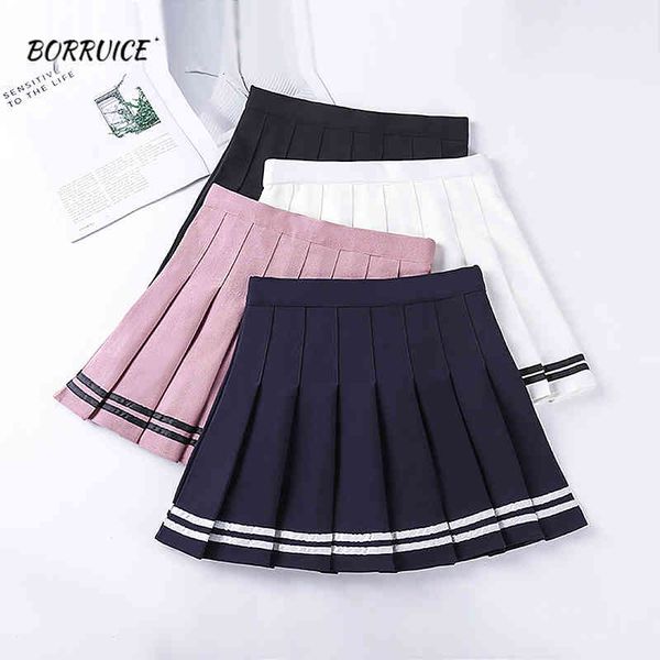 

skirts womens high waist striped stitching mini dance skirt elastic sweet girl pleated summer skort women c1pk, Black
