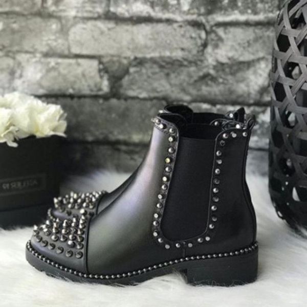 

boots big women's short nail, Black