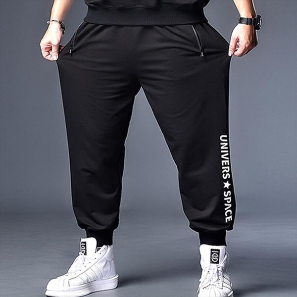 

oversized 6xl 7xl spring solid women pant color trousers sports comfortable micro elastic jogging classic, Black