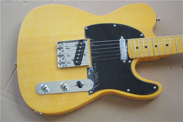 

6 strings yellow electric guitar with black pickguard,yellow maple fretboard guitarra