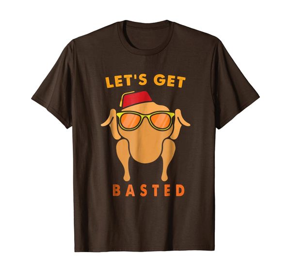 

turkey head let's get basted thanksgiving day t-shirt, White;black