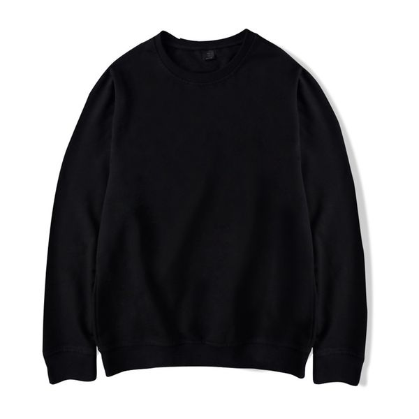 

men's solid color blank round neck sweater winter coat hoodie, Black