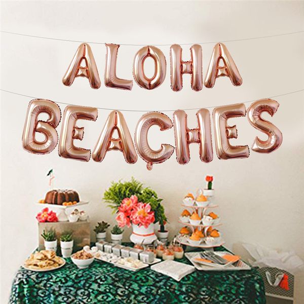 16 дюймов золотой серебристый розовыйold aloha пляжи фольга шар шар гавайские свадьбы украшения гавайских лет летняя пляжная вечеринка