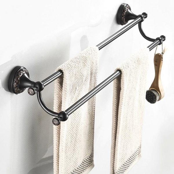 

towel racks oil rubbed bronze bathroom holder double bar rack black brass rail accessories