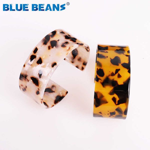 2019 Bohemian Acetato Acrílico Pulseira Leopardo Preto Resina Simples Geometria Rodada Ácido Acetic Cuff Bracelete Acessórios Jóias Q0719