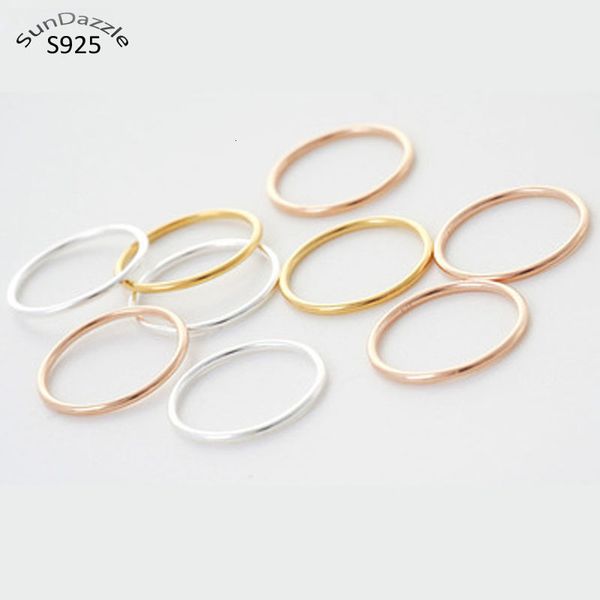 Genuine Real Pure Sólido 925 Esterlina Anéis de Prata para Mulheres Jóias Ouro Em Branco Redondo Feminino Ring Ring Festa Bagued China Tamanho